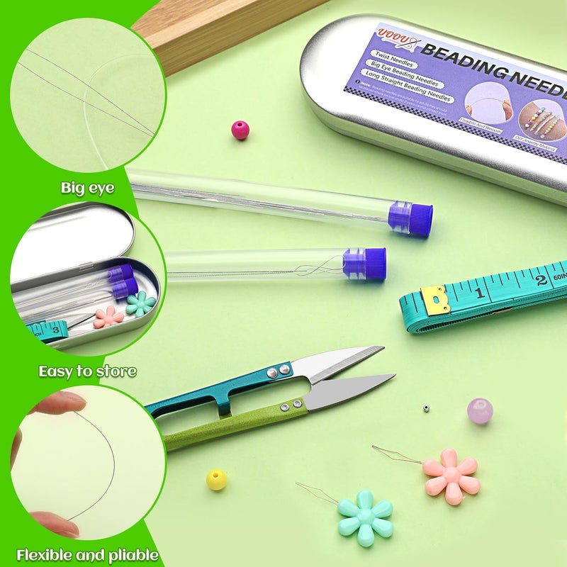 UOOU 32 Pcs Beading Needles Set, 8 Sizes Big Eye Seed Bead Needles,Twist Beading Needles, Jewelry Making Supplies Beading Needle for Jewelry Making - Image 3